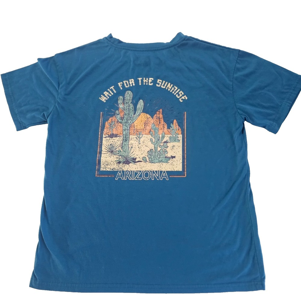 SHEIN Womens Blue Arizona Graphic Tee Small Wait For The Sunrise Short Sleeve